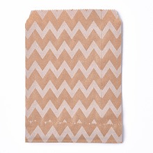 Honeyhandy Kraft Paper Bags, No Handles, Food Storage Bags, BurlyWood, Wave Pattern, 18x13cm