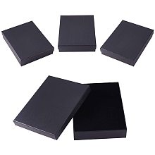 PH PandaHall 4pcs Cardboard Jewelry Boxes Necklace Bracelet Earring Jewelry Paper Box, Black Rectangle Storage Box Gift Boxes, 5.5x7.1inch