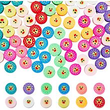 DICOSMETIC 260Pcs 13 Colors Polymer Clay Bead Colorful Flat Round Beads Cartoon Loose Bead with Duck Pattern for DIY Jewelry Making, Hole: 1.6mm