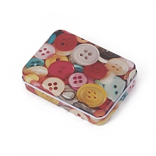 Honeyhandy Tinplate Storage Box, Jewelry Box, for DIY Candles, Dry Storage, Spices, Tea, Candy, Party Favors, Rectangle with Button Pattern, Colorful, 9.6x7x2.2cm