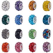 NBEADS 100Pcs Random Mixed Color Rhinestone European Beads, Crystal Charm Beads Large Hole Spacer Beads Fit European Bracelet Snake Chain Charms Bracelet