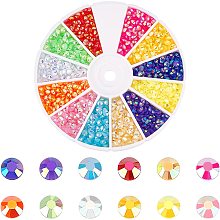 PandaHall Elite 2400pcs Flatback Crystal Rhinestones 3mm Flat Back Gems 12 Colors Bling Nail Crystals Faceted Crystals Rhinestones for Nail Art Crafts Shoes Diamond Painting Tumblers Clothes Decor