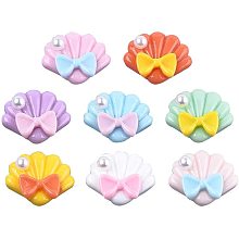 CHGCRAFT 200pcs Mixed Color Shell with Bowknot Resin Cabochons Mini Catoon Resin Charms Flatback Resin Cabochons for Craft Making Ornament Scrapbooking DIY Crafts 24x29x10mm