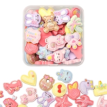 Honeyhandy 40Pcs Cute Resin Cabochons, Frosted, Mixed Shapes, Mixed Color, 15~27x16~23.5x4.5~6mm