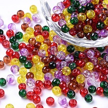 Arricraft Baking Painted Crackle Glass Beads, Luster Glass Pearls, Round, Mixed Color, 4~4.5x4mm, Hole: 1mm, about 400pcs/bag