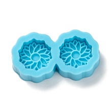 Honeyhandy DIY Pendant Silicone Molds, for Earring Makings, Resin Casting Molds, For UV Resin, Epoxy Resin Jewelry Making, Flower, Deep Sky Blue, 16.5x30x6mm, Inner Diameter: 12mm