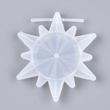 Honeyhandy Snowflake Silicone Pendant Molds, Resin Casting Molds, For UV Resin, Epoxy Resin Jewelry Making, White, 71.5x67x13mm, Hole: 3.5mm, Inner Diameter: 31mm