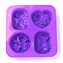 Honeyhandy Angel Silicone Molds, Food Grade Molds, For DIY Cake Decoration, Candle, Chocolate, Candy, Soap, Purple, 177x165x28mm, Inner Diameter: 68~77x57.5~74mm