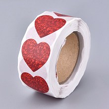 Honeyhandy Heart Shaped Stickers Roll, Valentine's Day Sticker Adhesive Label, for Decoration Wedding Party Accessories, Red, 25x25mm, 500pcs/roll