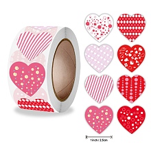 Honeyhandy Self Adhesive Paper Stickers, Heart Sticker Labels, Gift Tag Stickers, Heart Pattern, 2.5x0.1cm, 500pc/roll