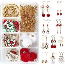 SUNNYCLUE 1 Box DIY 10 Pairs Christmas Themed Earring Making Kits Santa Claus Snowman Christmas Trees Reindeer Enamel Pendants Charms Faux Mink Fur Covered Pendants for DIY Jewerly Xmas Earrings