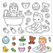 GLOBLELAND Babies Silicone Clear Stamps Baby Products Transparent Stamps for Festival Birthday Cards Making DIY Scrapbooking Photo Album Decoration Paper Craft