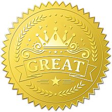 BENECREAT 100 Packs Crown Embossed Gold Foil Stickers Creat Self Adhesive Certificate Seals for St. Patrick's Day Invitations, Graduation, Notary Seals