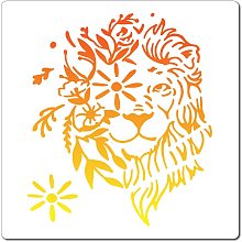 GORGECRAFT 7.1"X7.1"Lion Head Stencil Animal Flower Templates Plastic Drawing Painting Stencils Templates African Cat Wild Animal for Painting on Card Wall Fabric Tile Canvas Crafts DIY Home Decor