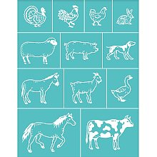 OLYCRAFT 2Pcs Silk Screen Stencils Self-Adhesive Silk Screen Printing Stencils Farm Animal Theme Screen Printing Template for Painting on Wood-220x280mm