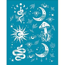 OLYCRAFT Clay Stencils Snake Moon Sun Mushroom Non-Adhesive Silk Screen Printing Stencil Reusable Mesh Stencils Transfer Washable Stencil for Polymer Clay Jewelry Earring Making - 5x4 Inch