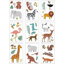 CREATCABIN 9 Sheets Jungle Animal Window Clings Window Stickers Decals Waterproof for Glass window Doors Wall Fridge Mirror Garden Zoo Nursery Classroom Home Animals Party Decorations 12x7.6Inch