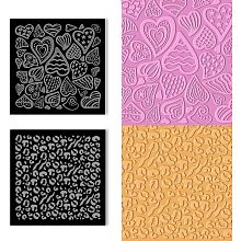 BENECREAT 2Pcs Acrylic Textured Mat, Leopard and Heart Pattern Acrylic Clay Texture Sheets Embossing Polymer Clay Tools for Clay Earrings Making Jewelry Design, 4x4inch