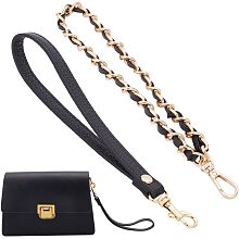 WADORN 2 Style PU Leather Purse Wristlet Chain, 2pcs Metal Clutch Bag Straps PU Leather Iron Chain Wrist Strap Sets with Swivel Clasp for Wallet Clutch Coin Purse Key