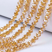 Honeyhandy Electroplate Glass Beads Strands, AB Color Plated, Faceted, Rondelle, Peru, 4x3mm, Hole: 0.4mm, about 123~127pcs/strand, 16.5~16.9 inch(42~43cm)