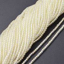 Honeyhandy Electroplate Glass Beads Strands, Full Rainbow Plated, Round, Champagne Yellow, 2.5mm, Hole: 0.7mm, about 177pcs/Strand, 14.09 inch(35.8cm)