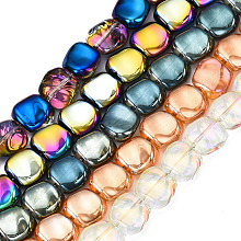 Arricraft Electroplate Glass Beads Strands, Square, Mixed Color, 10.5x11x6mm, Hole: 1mm, about 60pcs/strand, 25.20 inch(64cm)