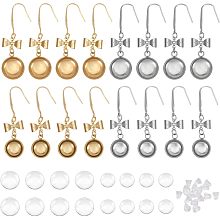 CHGCRAFT 8Pairs 4 Styles Earrings Wire Hooks Blanks DIY Earring Making Kits Including Bowknot with Flat Round Transparent Glass Cabochons and Plastic Ear Nuts for DIY Craft Jewelry Making Supplies