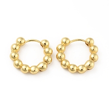 Honeyhandy Brass Ball Beaded Hoop Earrings for Women, Real 18K Gold Plated, 20x22x5mm, Pin: 1mm