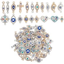 SUPERFINDINGS About 80pcs 20Style Alloy Evil Eye Links Charms Evil Eye Pendant Bead Metal Link Connector Charms Rhinestone Diamond Evil Eye Link Charms for DIY Jewelry Craft Making