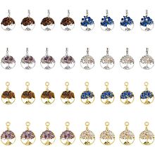 SUPERFINDINGS 8 Style 32Pcs Tree of Life Gemstones Pendant Flat Round Pendant Natural Chakra Necklace Charm Lucky Stone Earring Charm for DIY Jewelry Bracelet Craftsmanship Gift