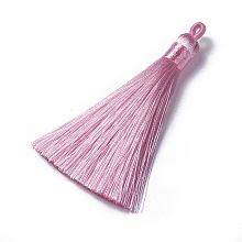 Honeyhandy Polyester Tassel Pendants, Pink, 78~82x8mm, Hole: 2~4mm