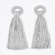 Honeyhandy Polyester Tassel Big Pendant Decorations, Light Grey, 98~110x24~26x10~15mm, Hole: 14mm