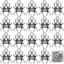 SUNNYCLUE 1 Box 50Pcs Halloween Spider Charm Antique Sliver Spider Pendants Alloy Halloween Night Spider Pendants Bulk for Jewelry Making Charms Bracelet Necklace Earring Keychain DIY Finding Supplies