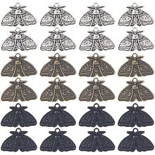 SUNNYCLUE 1 Box 24Pcs Moth Charms Moth Charm Bulk Moon Phase Charms Halloween Gothic Lucky Animal Insect Charm Lunar Moons Charms for Jewelry Making Charms DIY Crafts Handmade Gift Women Adults