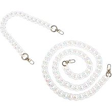 WADORN 2 Sizes Clear Acrylic Purse Chain Strap, 19inch/47inch Acrylic Large Flat Chain Strap Thick Resin Bag Strap Ladies Bag Chain Shoulder Cross Body Handbag Chain Replacement Plastic Short Chain