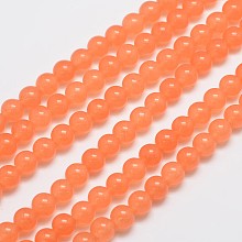 Honeyhandy Natural & Dyed Malaysia Jade Bead Strands, Round, Light Salmon, 8mm, Hole: 1.0mm, about 48pcs/strand, 15 inch