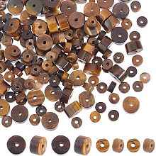 Arricraft 147 Pcs Natural Tiger Eye Beads, 2 Sizes Yellow Flat Round Spacer Beads Caps Loose Semi Gemstone for Beading Jewelry Making