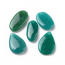 Natural Amazonite Pendants, Mixed Teardrop & Oval Charm, 27.5~43.5x15.5~29x4.5~11.5mm, Hole: 2~2.6mm