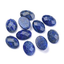 Honeyhandy Natural Lapis Lazuli Cabochons, Faceted, Oval, 18x13x6mm