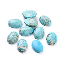 Honeyhandy Natural Regalite/Imperial Jasper/Sea Sediment Jasper Cabochons, Dyed, Oval, Turquoise, 18x13x5.1mm