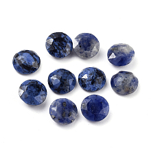 Honeyhandy Natural Sodalite Cabochons, Faceted, Flat Round, 10x4.5mm