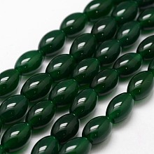 Honeyhandy Natural Agate Bead Strands, Dyed, Rice, Dark Green, 11.5~12x7.5~8mm, Hole: 1.2mm, about 33pcs/strand, 14 inch