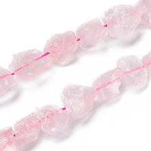 Honeyhandy Natural Rose Quartz Beads Strands, Rough Raw Stone, Nuggets, 11~25x11~20mm, Hole: 1.2mm, about 12~15pcs/strand, 7.48 inch~7.87 inch(19~20cm)