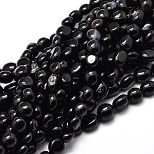 Honeyhandy Dyed Natural Black Agate Nuggets Beads Strands, Tumbled Stone, 5~10x6~7x3~7mm, hole: 1mm, about 14.9 inch~15.7 inch