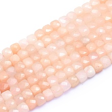 Honeyhandy Natural Pink Aventurine Beads Strands, Cube, Faceted, 6~6.5x6~6.5x6~6.5mm, Hole: 1mm, about 58pcs/Strand, 15.55 inch(39.5cm)