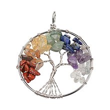 ARRICRAFT 10pcs Tree of Life Pendant Gemstone Chakra Crystal Stone Pendant For Necklace Earring Jewelry Making