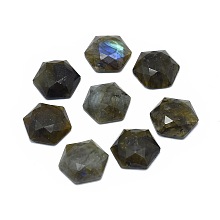 Honeyhandy Natural Labradorite Cabochons, Hexagon, Faceted, 16x18x5~5.5mm