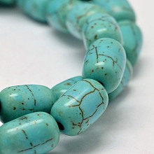 Honeyhandy Dyed Barrel Synthesis Turquoise Beads Strands, Turquoise, 12x8mm, Hole: 1mm, about 31pcs/strand, 15.7 inch