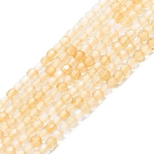 Honeyhandy Natural Citrine Beads Strands, Faceted, Cube, 2x2x2mm, Hole: 0.6mm, about 182pcs/strand, 15.16''~15.55''(38.5~39.5cm)