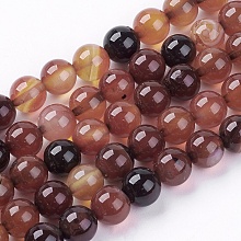 Honeyhandy Natural Agate Bead Strands, Dyed, Round, 8~9mm, Hole: 1mm, 46pcs/strand, 15.1 inch